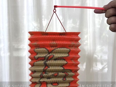 Set 02-05 Lồng đèn giấy con sâu chữ Phúc hoạ tiết (tặng que cầm) LDEN-GIAY-03